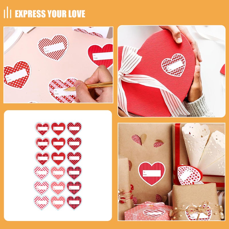 Valentines Tags Love Stickers for Gifts Heart Shape Copperplate Paper Adhesive Valentine's Day Special Events 60Stickers per Roll - Image 3