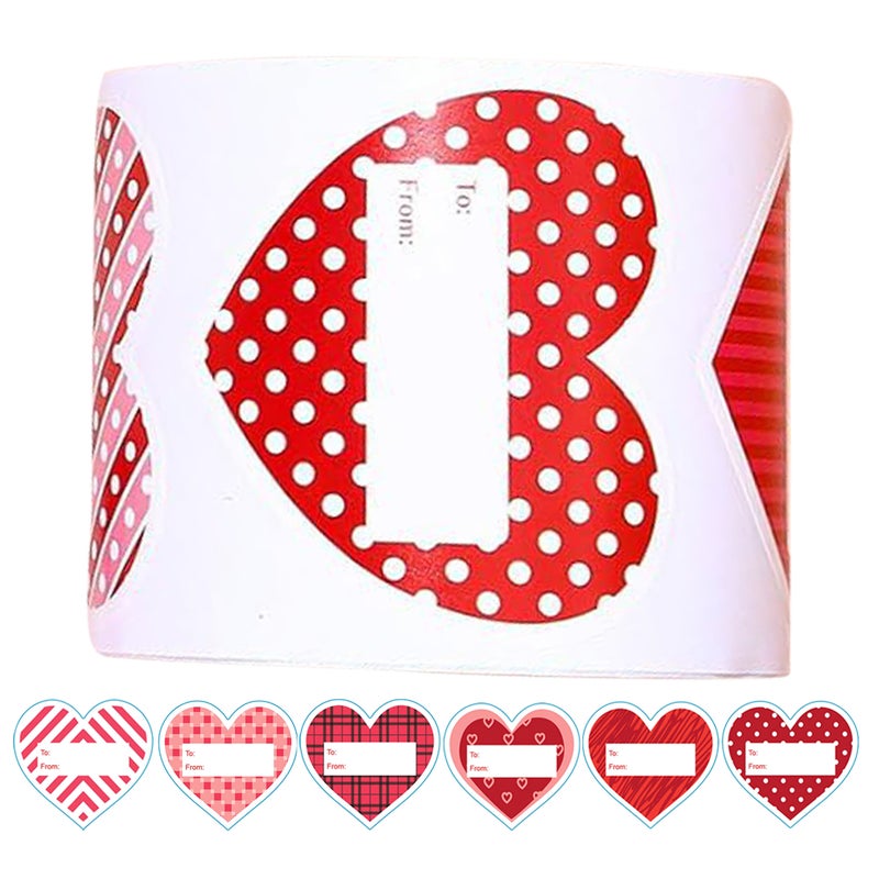 Valentines Tags Love Stickers for Gifts Heart Shape Copperplate Paper Adhesive Valentine's Day Special Events 60Stickers per Roll - Image 1
