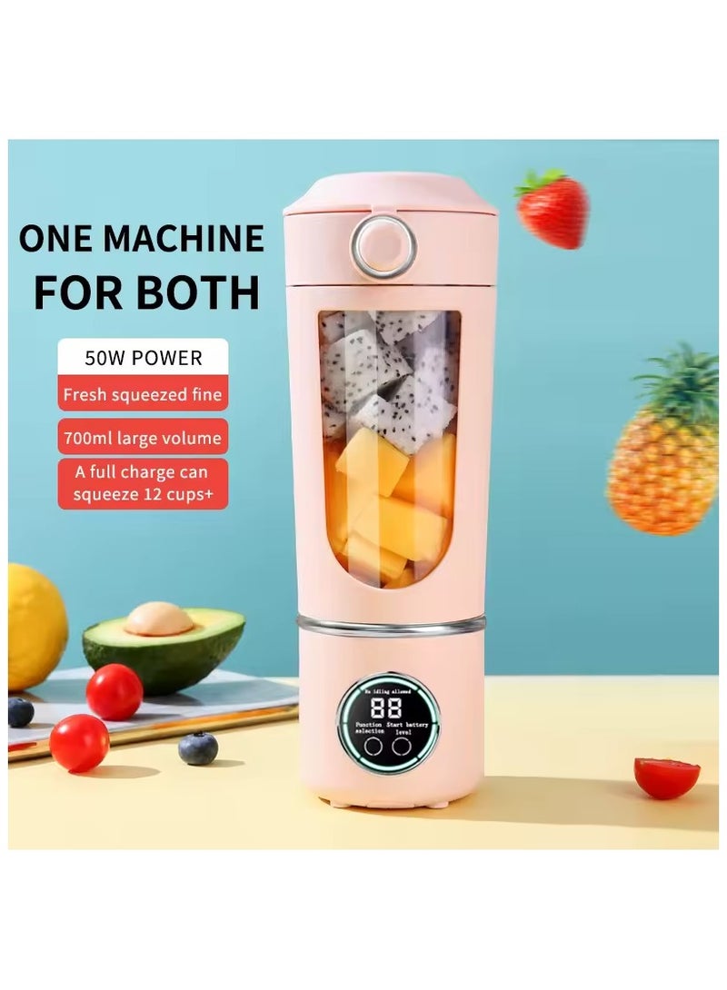 Portable Blender Smoothie Maker – 700ml USB Rechargeable Juicer & Ice Crusher with 12-Leaf Stainless Steel Blades, LCD Display, 3-Gear Speed, Leak-Proof Design, and 1500mAh Battery  - Image 3