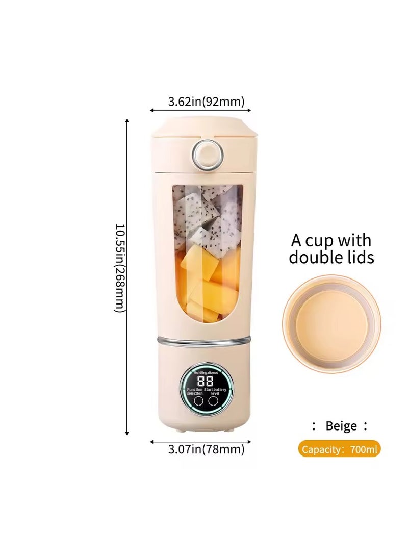 Portable Blender Smoothie Maker – 700ml USB Rechargeable Juicer & Ice Crusher with 12-Leaf Stainless Steel Blades, LCD Display, 3-Gear Speed, Leak-Proof Design, and 1500mAh Battery  - Image 5