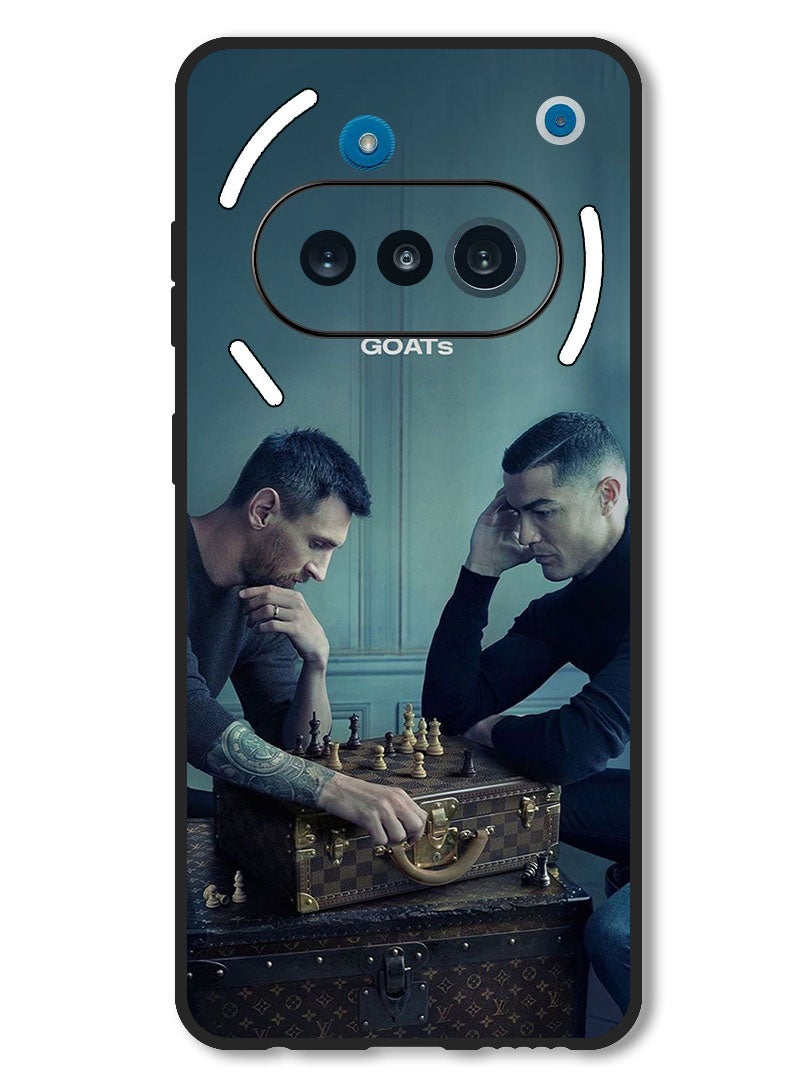 Theodor Case Compatible with Nothing Phone 3a Protection Shockproof Bumper Cover Messi & Ronaldo Chess - Image 1