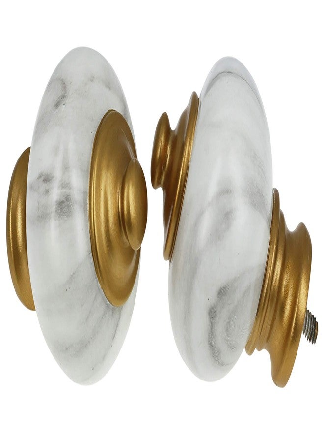 Meriville 1-Inch Diameter Single Window Treatment Curtain Rod, Marble Urn Finial, 48-inch to 84-inch Adjustable, Royal Gold finish - Image 2