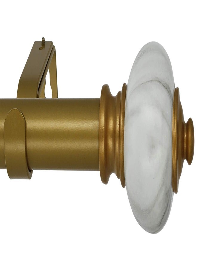 Meriville 1-Inch Diameter Single Window Treatment Curtain Rod, Marble Urn Finial, 48-inch to 84-inch Adjustable, Royal Gold finish - Image 1