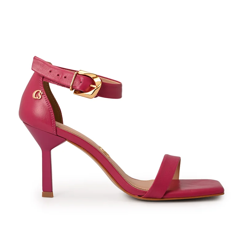 Fuchsia Pink Geometric Heel Sandal