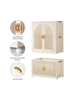 Generic Portable Kids Closet Foldable Combination Wardrobe Baby Children's Clothes Toys Storage Cabinet Plastic Free Installation Snack Cabinet(1 Tall+1 Low）  - Image 2