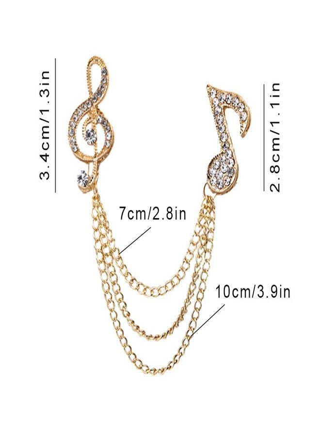 Huture 2 Pack Men's Music Note Mark Brooch Lapel Pin Badge Hanging Chains Collar Brooches Pin for Career Suit Tuxedo of Shirts Tie Hat Scarf for Boyfriend Father Birthday Gift Gold/Silver - Image 2