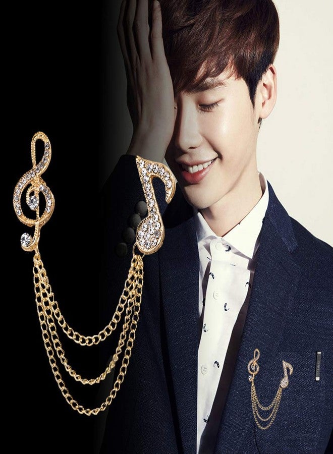 Huture 2 Pack Men's Music Note Mark Brooch Lapel Pin Badge Hanging Chains Collar Brooches Pin for Career Suit Tuxedo of Shirts Tie Hat Scarf for Boyfriend Father Birthday Gift Gold/Silver - Image 5