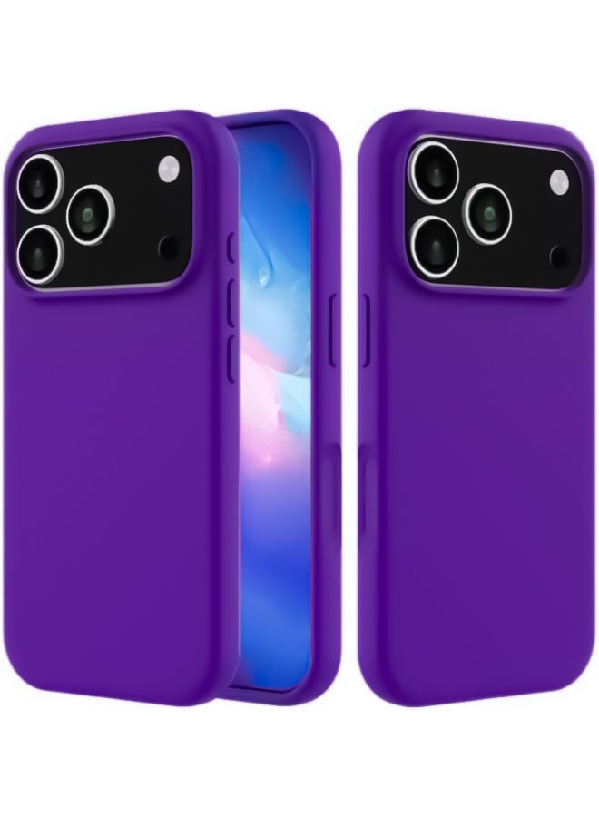 Compatible with iPhone 17 Pro Max Case Slim Liquid Silicone 4 Layers Soft Gel Rubber Shockproof Protective Phone Case with Anti Scratch Microfiber Lining (Purple)