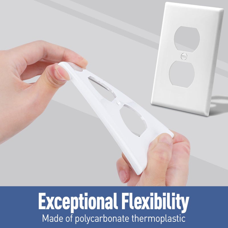 YesBes 15 Pack Outlet Covers Bulk, Light Switch Cover Plate Standard Size 1-Gang 4.50" x 2.75", Duplex Wall Plates, Outlet Covers Wall Plate, Polycarbonate Thermoplastic, White - Image 5