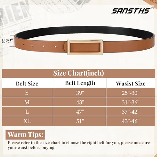 SANSTHS Skinny Reversible Belts for Women, Two-in-one Women Thin Belt for Dresses Jeans Pants with Gold Buckle, Black/Brown S - Image 5