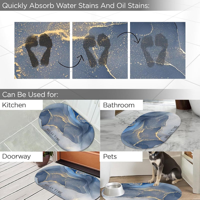 UMAI Polyester Rubber Bathroom Mat 40 60cm Bath Mat Anti Skid Mat for Bathroom Floor Bathroom Accessories Bathroom Mats Water Soak Non Slip Mat for Bathroom Floor Mat Multicolour - Image 5