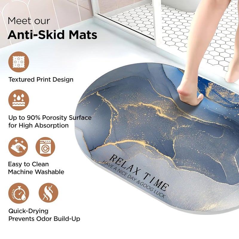 UMAI Polyester Rubber Bathroom Mat 40 60cm Bath Mat Anti Skid Mat for Bathroom Floor Bathroom Accessories Bathroom Mats Water Soak Non Slip Mat for Bathroom Floor Mat Multicolour - Image 4