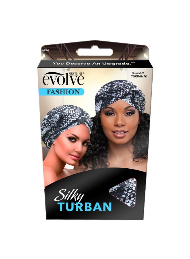 Evolve Silky Turban Silver Animal Print - Image 2