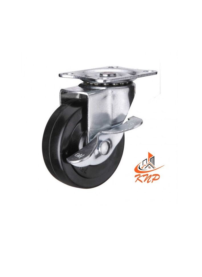 KNP Caster Wheel Rubber 2.5" With Break  - Image 1