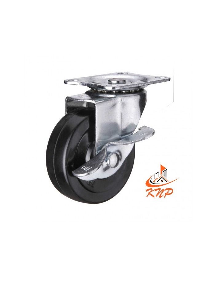 KNP Caster Wheel Rubber 2.5" With Break  - Image 3