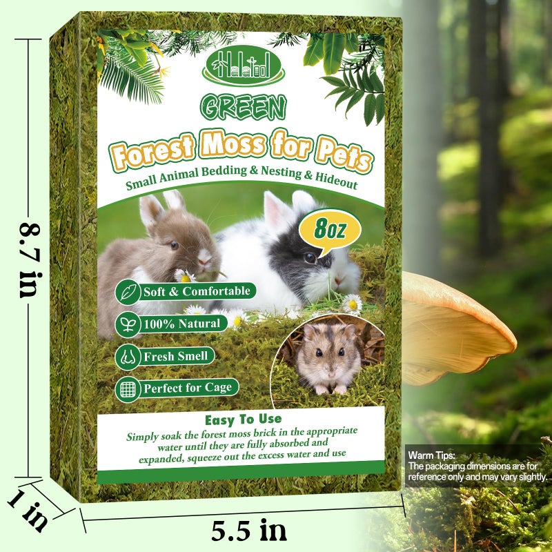 Halatool 12QT Small Animals Bedding & Nesting Material, Forest Moss for Odor Control Rabbits Squirrels Hamsters Guinea Pigs, Soft & Safe for Small Animals Cages Terrariums Reptiles Plants - Image 2