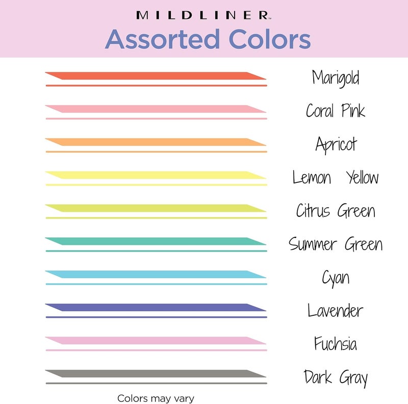 Zebra Pen Mildliner Dual-Tip Highlighter Set, Broad and Fine Tips, No Bleed, Ideal for Bible Highlighting, Journaling, Note-Taking and School Supplies, Friendly Ink Colors, 10-Pack (78501) - Image 3