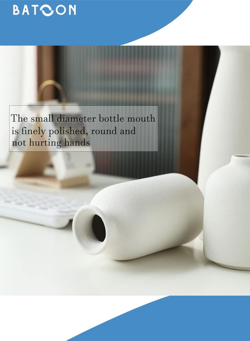 باتون مجموعة من 3 مزهريات سيراميك صغيرة للديكور، ديكور منزلي عصري، مزهريات للديكور، مزهرية عشب البامباس، مزهريات زهور مجففة، غرفة المعيشة، رف طاولة، قطع مركزية للديكور - Image 4