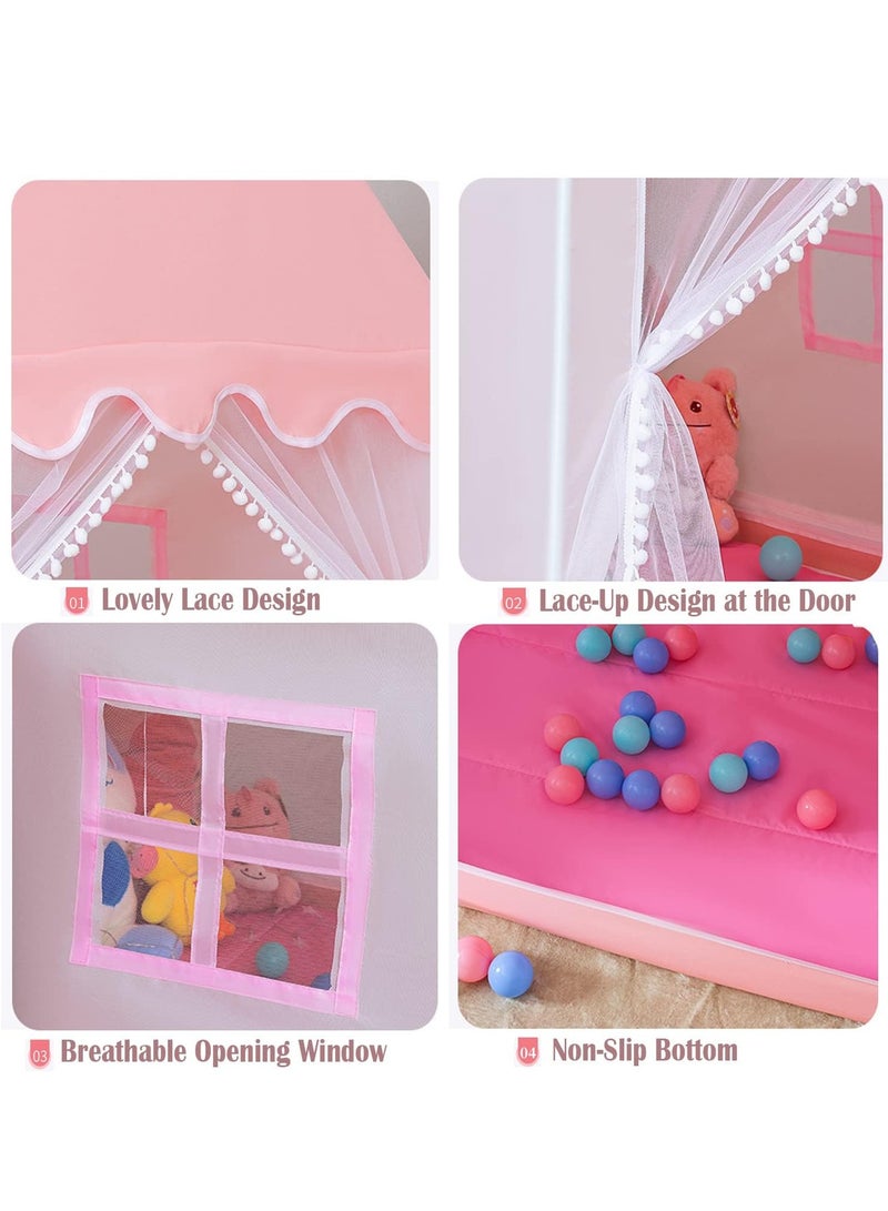 DUNISO Kids Tent, Play Tent Playhouse For Kids Princess Castle Tent Gift Toys For Girl Play House For Toddler Children Indoor & Outdoor (51"x 39"x 47")No light, No sponge pad - Image 3