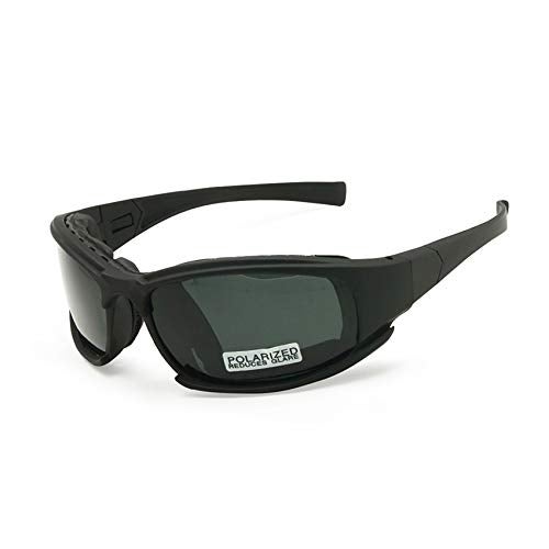 EnzoDate Photochromic Polarized Army Sunglasses Military Goggles 4 Lens Kit Men War Game Tactical Outdoor Sunglasses, Black - Image 1