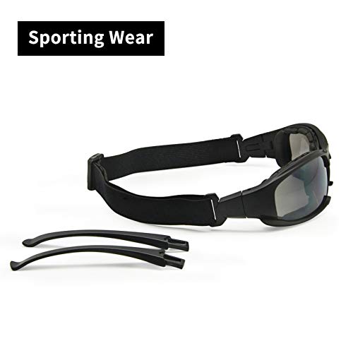 EnzoDate Photochromic Polarized Army Sunglasses Military Goggles 4 Lens Kit Men War Game Tactical Outdoor Sunglasses, Black - Image 3