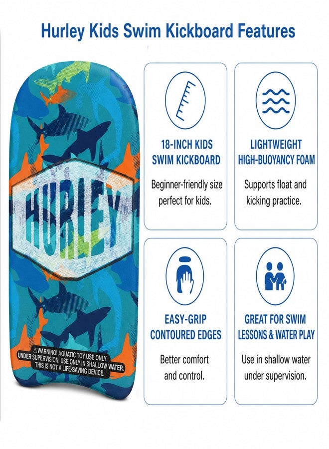 Hurley Kids Kickboard - Swim Training Kickboard for Kids, Swimming Pool Floats and Exercise Equipment for Boys and Girls (18 Inches), Size 18"", Blue Sharks - Image 4