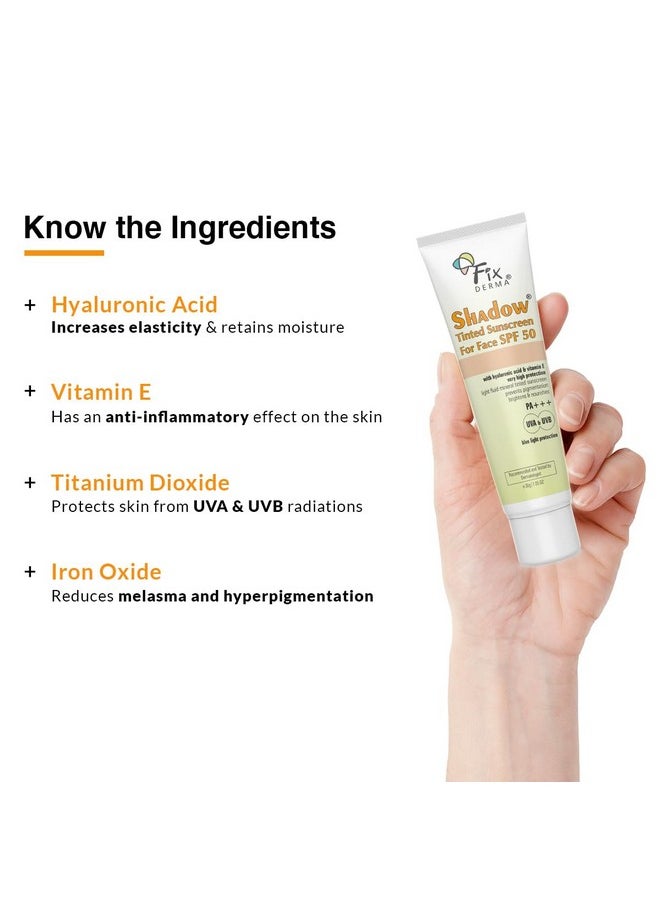 FIXDERMA Shadow Tinted Sunscreen Spf 50 Pa+++ | Sunscreen With Vitamin E | Uva & Uvb Protection | For All Skin Types - 30Gm  - Image 5