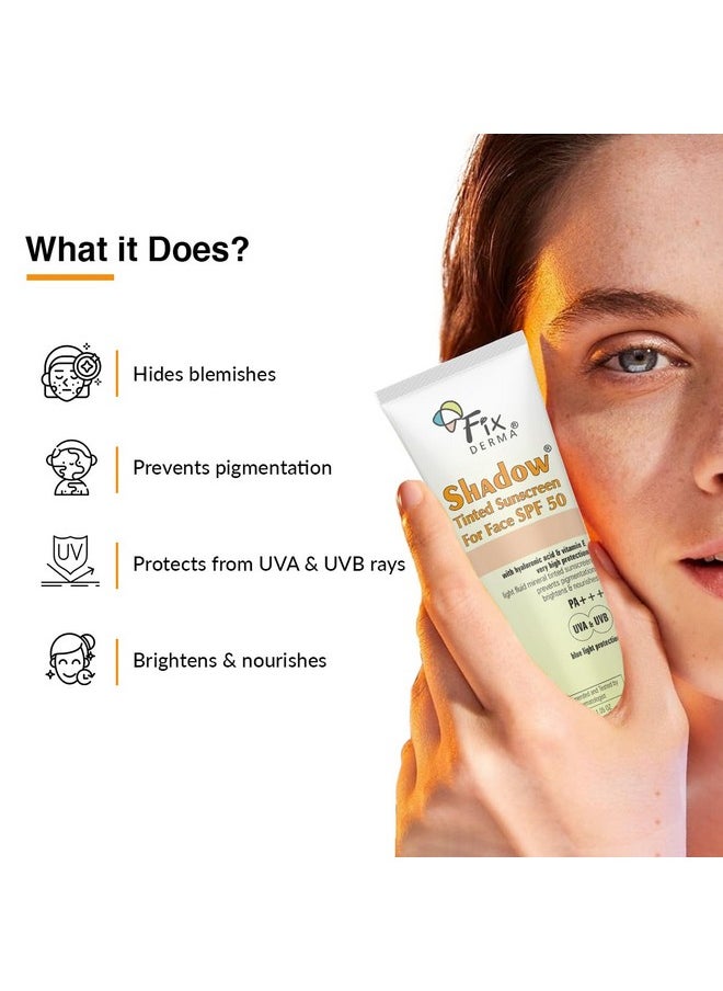 FIXDERMA Shadow Tinted Sunscreen Spf 50 Pa+++ | Sunscreen With Vitamin E | Uva & Uvb Protection | For All Skin Types - 30Gm  - Image 3