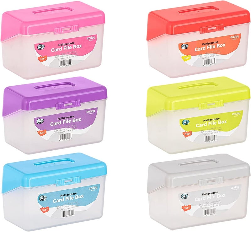 Emraw Index Card holder Case 3" X 5", ideal box card holder for Filing Notes, Addresses & Recipes. Holds Up to 250 Cards, Grey, Pink, Purple, Blue (Pack of 12) - Image 1