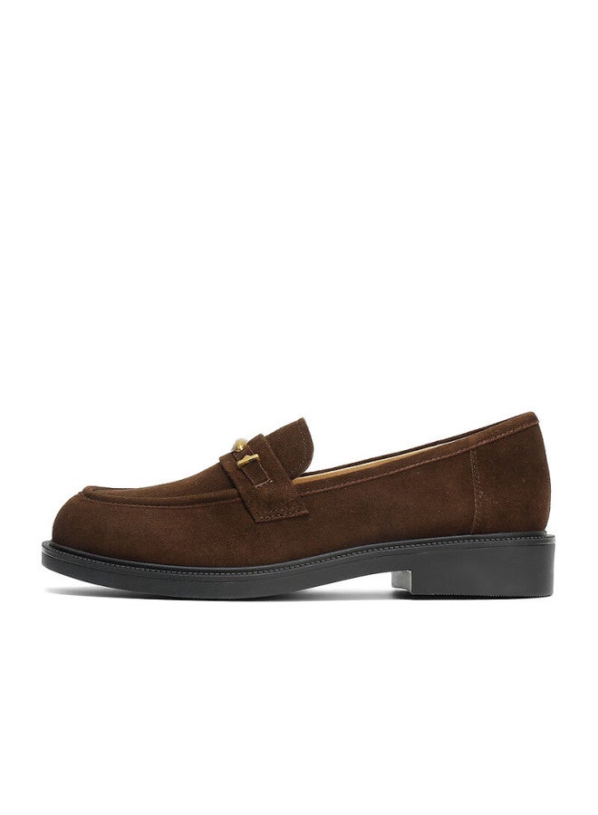 Senda a Women's Loafers  Spring New Cowhide College Style Comfortable Commuter Flats 4xt22am6 Brown Size 35 - Image 3