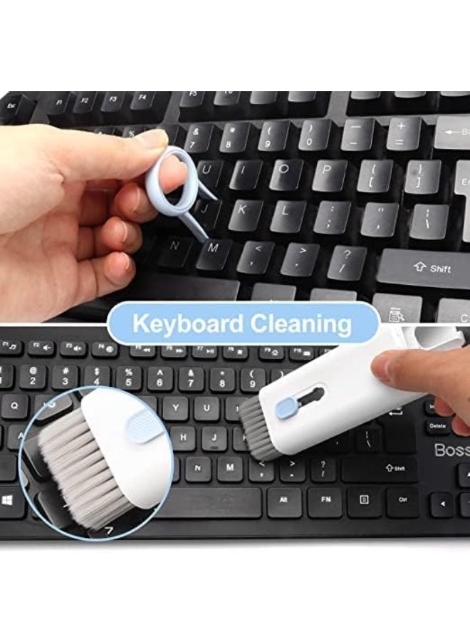 7-in-1 Cleaner Set, Laptop Screen Keyboard Earbud Cleaner Kit for Airpods MacBook iPad iPhone iPod, Multi-Function Cleaning Pen Brush Tool Key Remover for PC Monitor, Computer, Headphone (Blue)