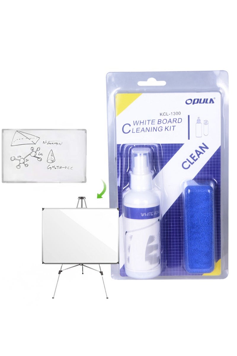 Opula White Board Cleaning Kit，Whiteboard Cleaner Spray 100ml Dry Erase Board Cleaner with Cloths Non Toxic Dry Erase Cleanning Removes Stubborn Marks from Whiteboards - Image 1