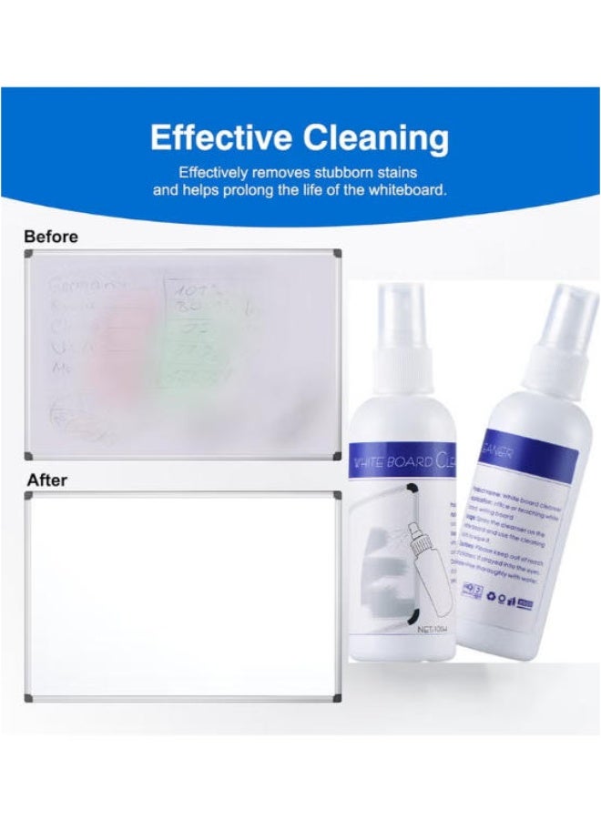 Opula White Board Cleaning Kit，Whiteboard Cleaner Spray 100ml Dry Erase Board Cleaner with Cloths Non Toxic Dry Erase Cleanning Removes Stubborn Marks from Whiteboards - Image 5