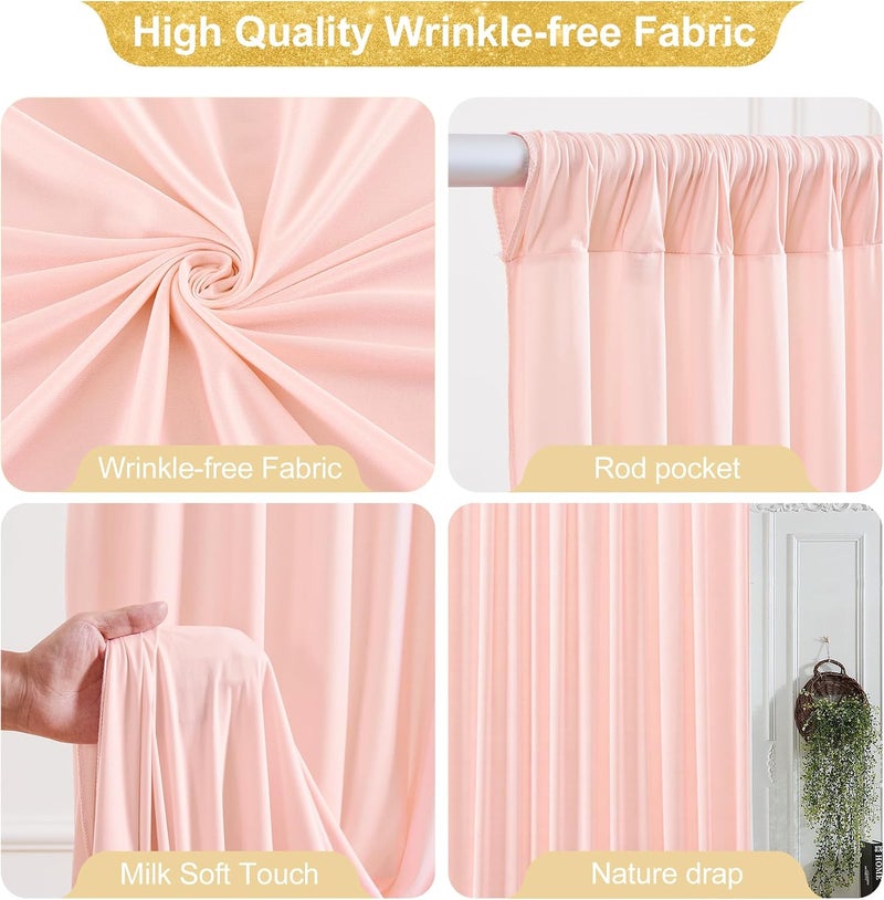 PARTISKY 16x10FT Pale Pink Backdrop Curtains for Wedding Parties, Wrinkle Free Polyester Photography Backdrop Drapes for Wedding Baby Shower Birthday Parties Stage Background Stand Decorations 4x10ft,4 Panels - Image 2