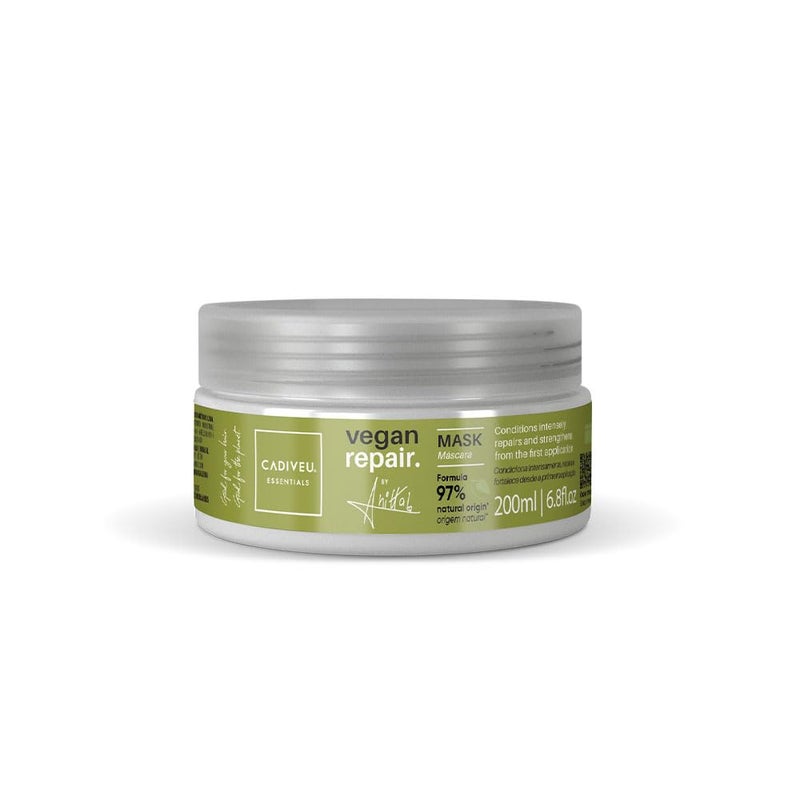 Cadiveu Vegan Repair Hair Mask 200ml Post Shampoo Hair Mask Infused with Green Repair Technology Repairs and Restores Nutrients - Image 1