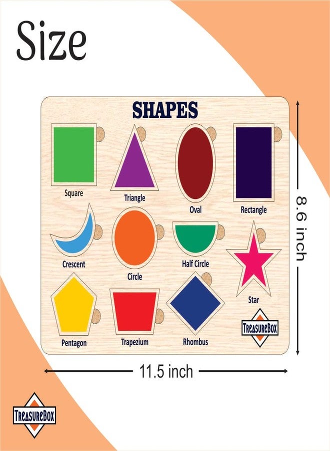 TreasureBox Wooden Puzzle Educational Board Learning Toy Tray for Kids, Size 22x30 cm (Shapes) - Image 2