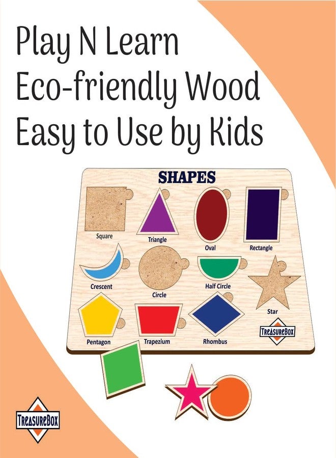 TreasureBox Wooden Puzzle Educational Board Learning Toy Tray for Kids, Size 22x30 cm (Shapes) - Image 4