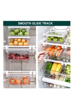 KASTWAVE Small Fridge Drawer Organizer, Mini Refrigerator Drawers Storage Box,  Fit for Fridge Shelf Under, Pull Out Refrigerator Storage Drawers for Food, Drinks, Dividers Are Removable, 0.6" (4-grid)  - Image 3