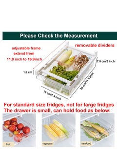 KASTWAVE Small Fridge Drawer Organizer, Mini Refrigerator Drawers Storage Box,  Fit for Fridge Shelf Under, Pull Out Refrigerator Storage Drawers for Food, Drinks, Dividers Are Removable, 0.6" (4-grid)  - Image 4