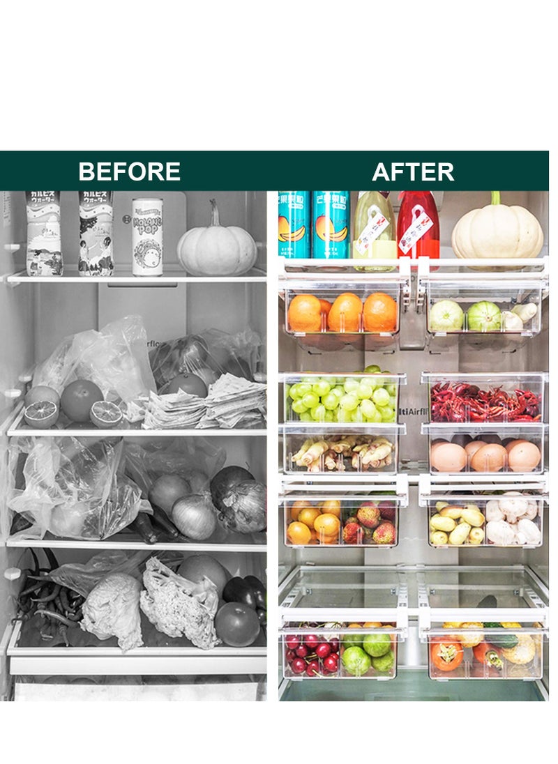 KASTWAVE - Small Fridge Drawer Organizer, Mini Refrigerator Drawers Storage Box,  Fit for Fridge Shelf Under, Pull Out Refrigerator Storage Drawers for Food, Drinks, Dividers Are Removable, 0.6" (4-grid) - Image 1