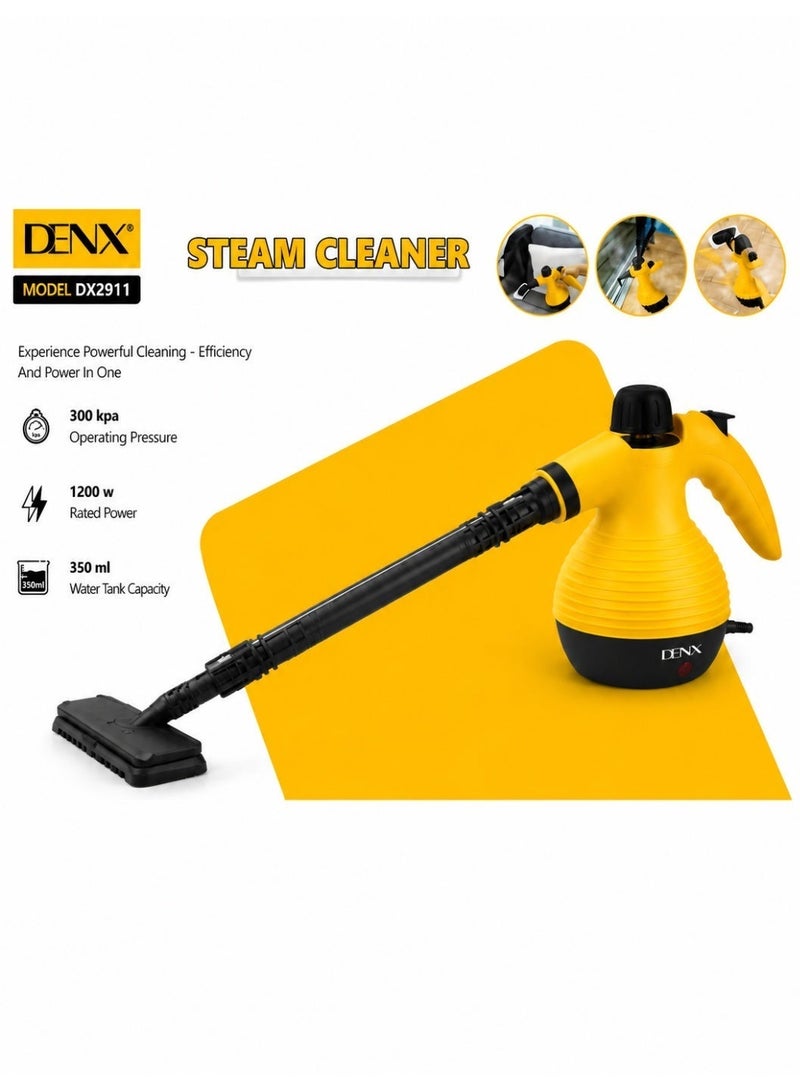 دينكس منظف البخار الأصلي DENX DX2911 بقوة 1200 واط وسعة 350 مل –  لتنظيف الأسطح والزجاج والأثاث والحمامات والمطابخ بالبخار الساخن حتى 120 درجة مئوية - Image 1