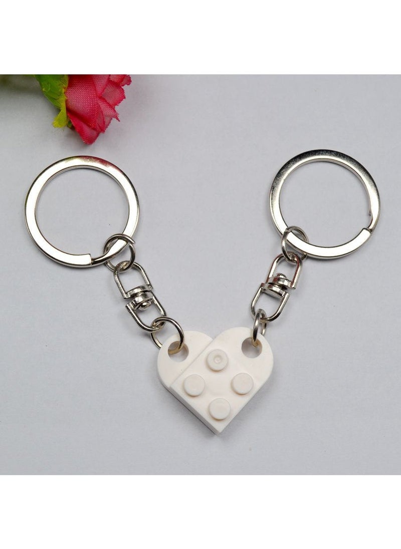 DIY Heart Lego Keychain Jewelry Accessories 4# White