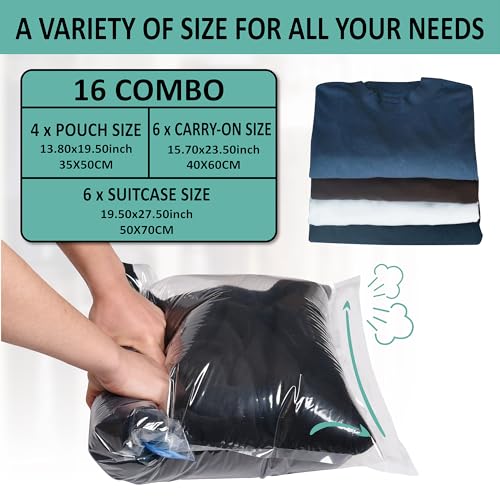 Cozy Essential Compression Bags for Travel - Travel Essentials - 16 Pack Space Saver Bags - No Vacuum Needed - Compression Packing Bags for Cruise Accessories - Image 3
