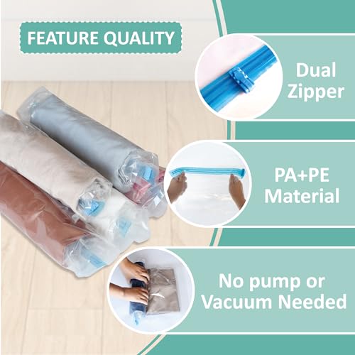 Cozy Essential Compression Bags for Travel - Travel Essentials - 16 Pack Space Saver Bags - No Vacuum Needed - Compression Packing Bags for Cruise Accessories - Image 4
