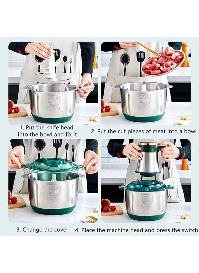 Electric meat and vegetable chopper and slicer, 5 speeds, stainless steel, capacity 5 liters, 500 watts