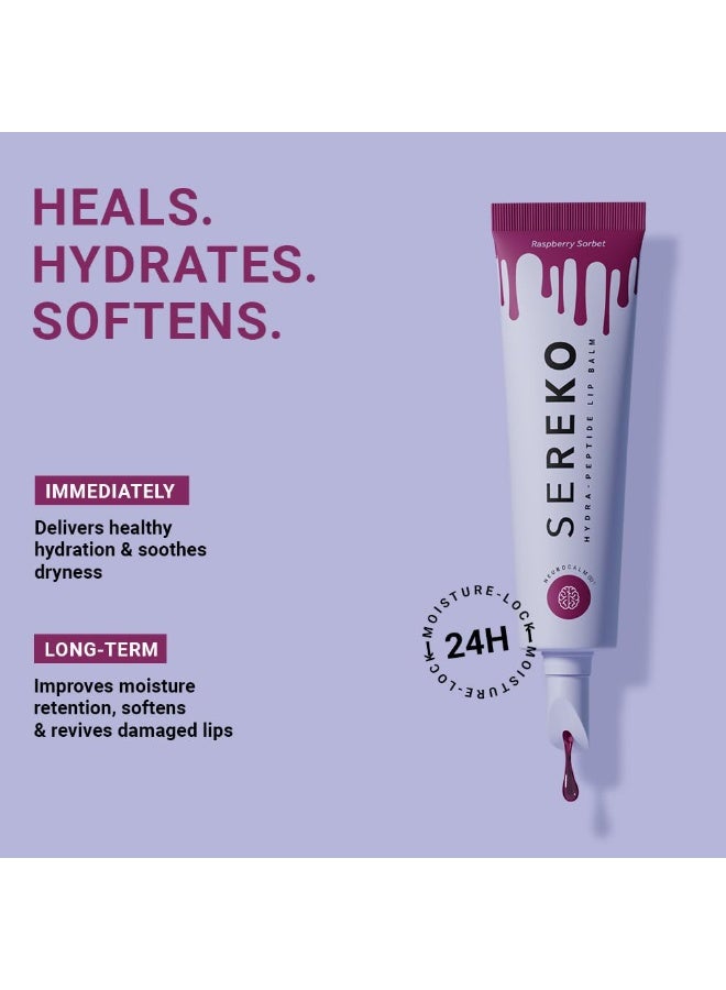 Sereko Hydra Peptide Tinted Lip Balm for Dry & Chapped Lips With Ceramides & Squalane | Long Lasting Hydration, 24H Moisture Lock, Plumps & Smooths | For Women & Men | Raspberry Sorbet - 8gm (Pack of 2) - Image 3
