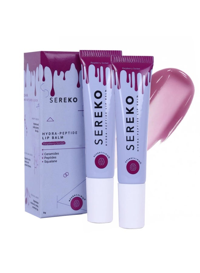 Sereko Hydra Peptide Tinted Lip Balm for Dry & Chapped Lips With Ceramides & Squalane | Long Lasting Hydration, 24H Moisture Lock, Plumps & Smooths | For Women & Men | Raspberry Sorbet - 8gm (Pack of 2) - Image 1
