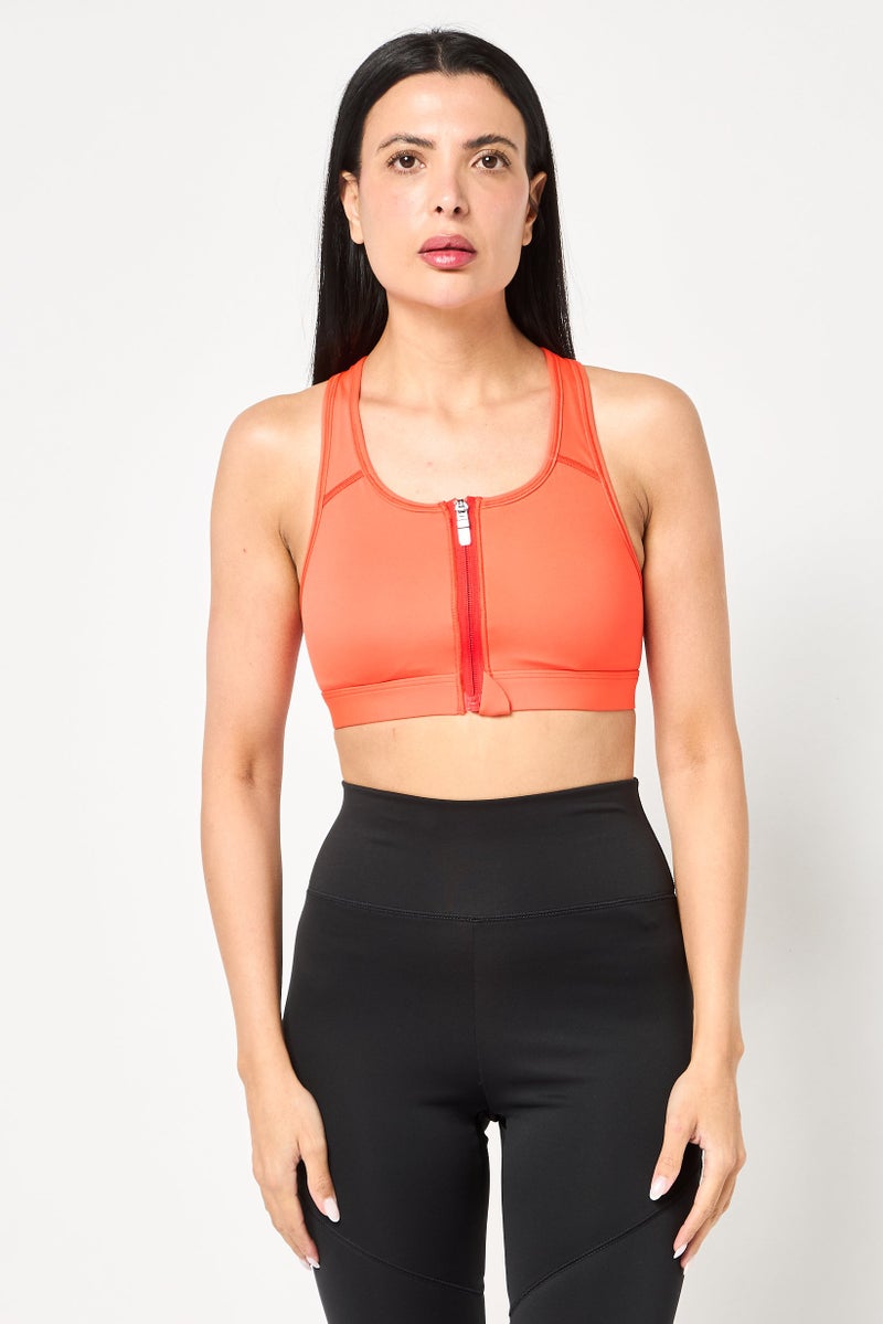 Nike حمالة صدر رياضية مبطنة للنساء، برتقالي - Image 1