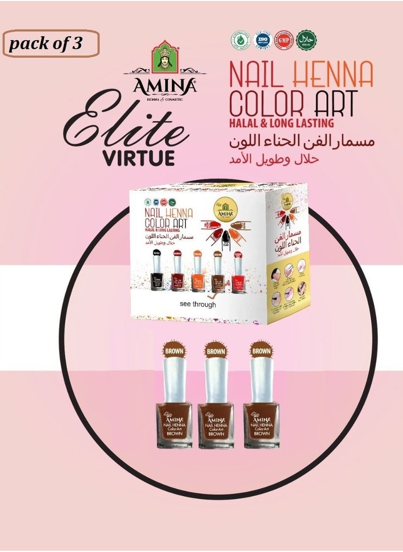 Amina - Nail Polish Henna Color Art Nail Paint mehendi  Box Brown 3 Pcs - Image 1