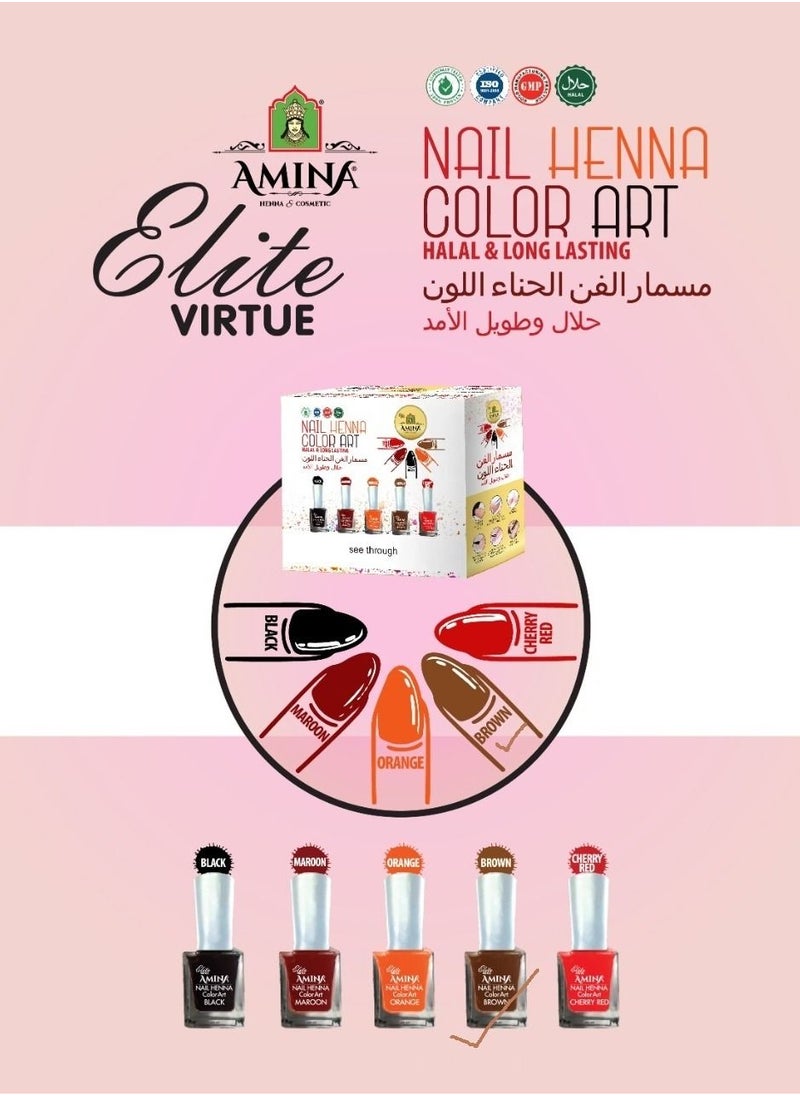 Amina - Nail Polish Henna Color Art Nail Paint mehendi  Box Brown 3 Pcs - Image 1